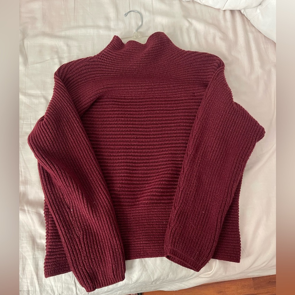 Burgundy Mock Neck Sweater